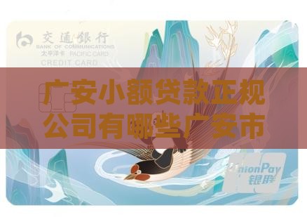 广安小额贷款正规公司