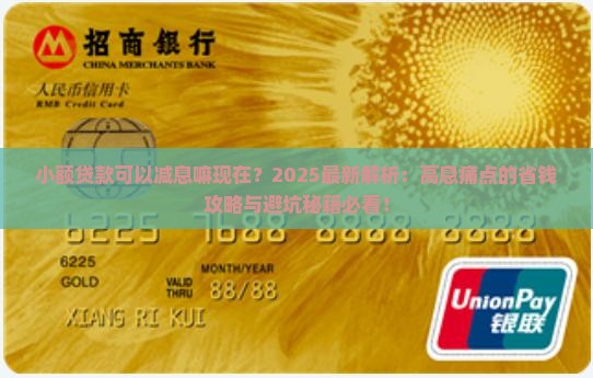 小额贷款可以减息嘛现在