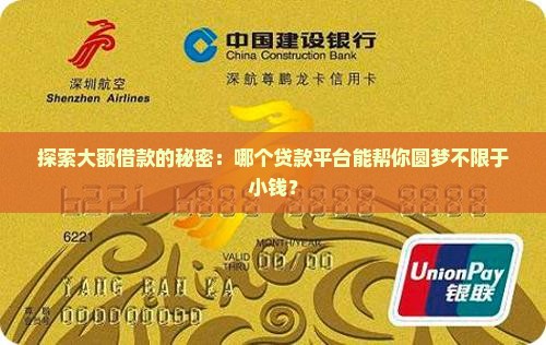 哪个贷款平台不是小额贷