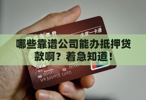 哪些正规公司办抵押贷款