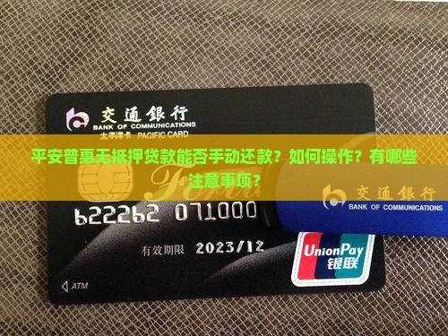 平安普惠无抵押贷款能手动还款吗