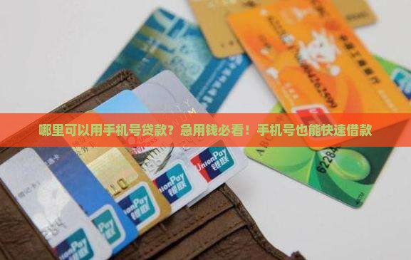 哪里可以用手机号贷款