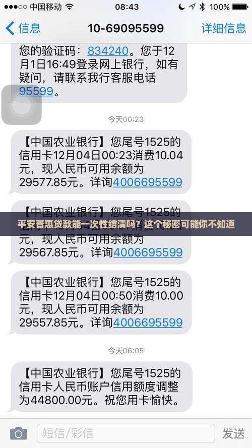 平安普惠贷款一次性结清