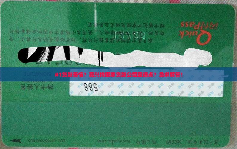 嘉兴贷款找哪家公司好点
