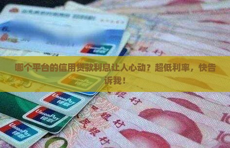 哪个平台信用贷款利息低