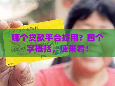 四个字的贷款平台