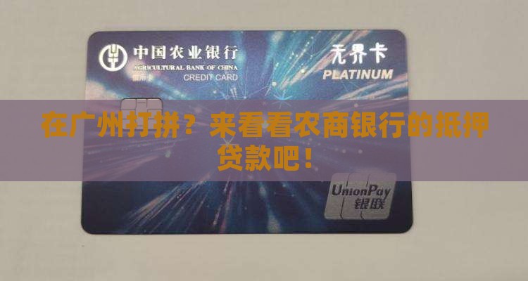 广州抵押贷款农商银行