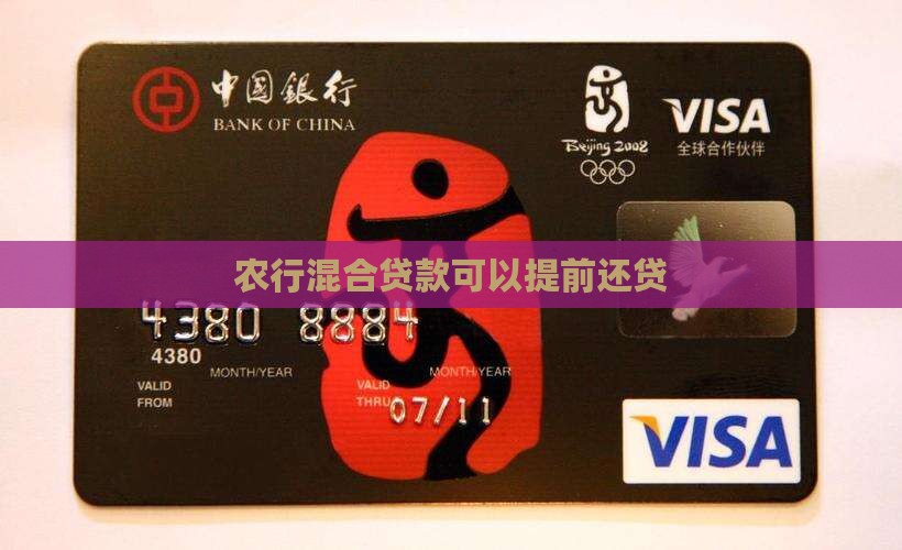 农行混合贷款提前还款