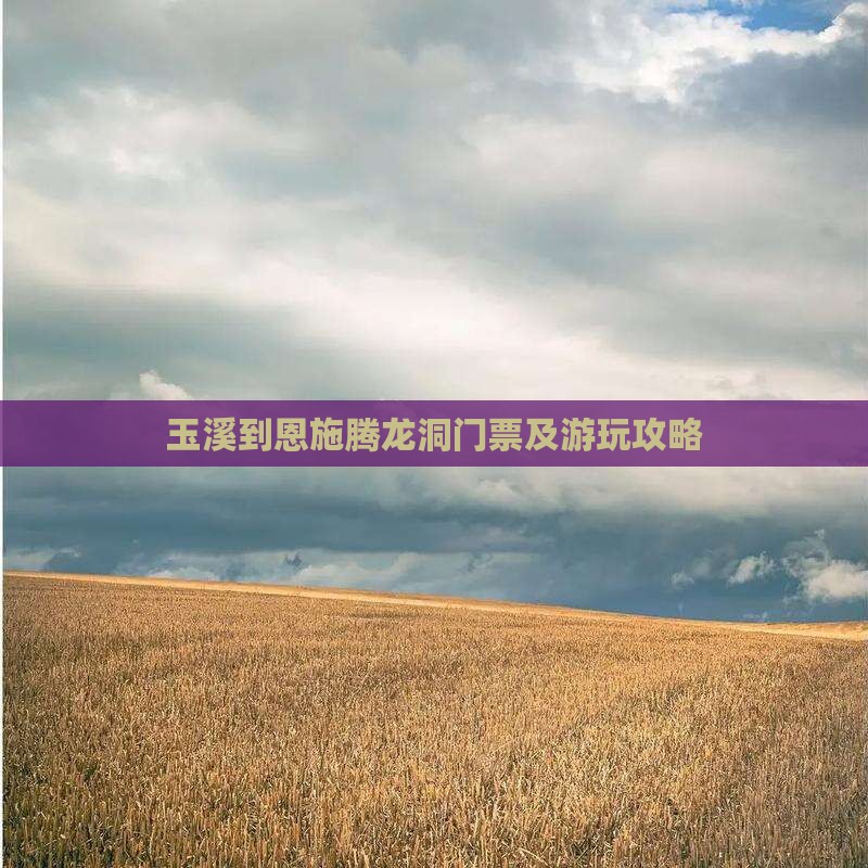 玉溪到恩施腾龙洞门票及游玩攻略