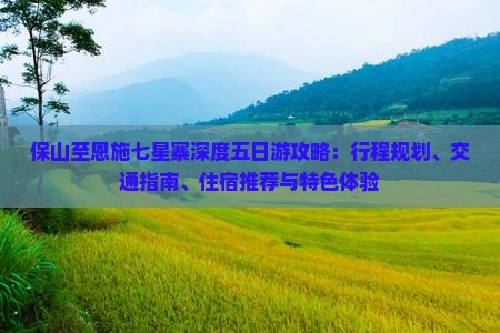 保山至恩施七星寨深度五日游攻略：行程规划、交通指南、住宿推荐与特色体验