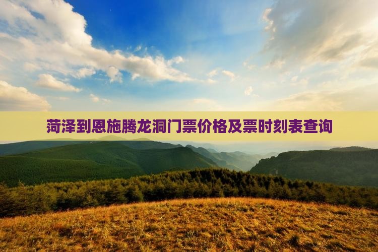 菏泽到恩施腾龙洞门票价格及票时刻表查询