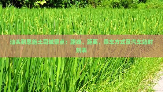 汕头到恩施土司城景点：路线、距离、乘车方式及汽车站时刻表
