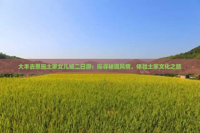 大丰去恩施土家女儿城二日游：探寻秘境风情，体验土家文化之旅