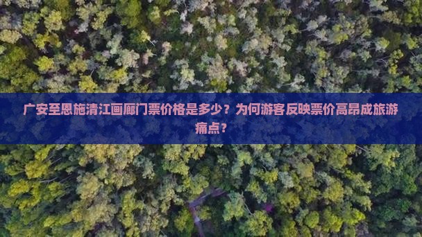 广安至恩施清江画廊门票价格是多少？为何游客反映票价高昂成旅游痛点？