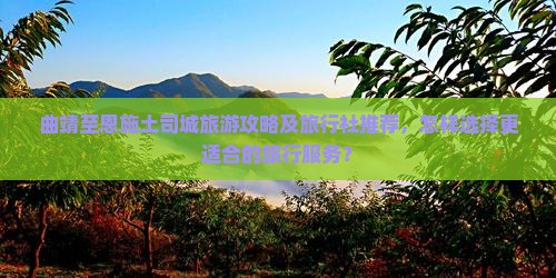 曲靖至恩施土司城旅游攻略及旅行社推荐，怎样选择更适合的旅行服务？