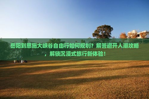 岳阳到恩施大峡谷自由行如何规划？解答避开人潮攻略，解锁沉浸式旅行新体验！