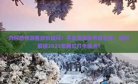 为何扬州游客纷纷疑问：不去恩施梭布垭石林，如何解锁2023年网红打卡痛点？