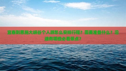 宜春到恩施大峡谷个人游怎么安排行程？需要准备什么？沿途有哪些必看景点？