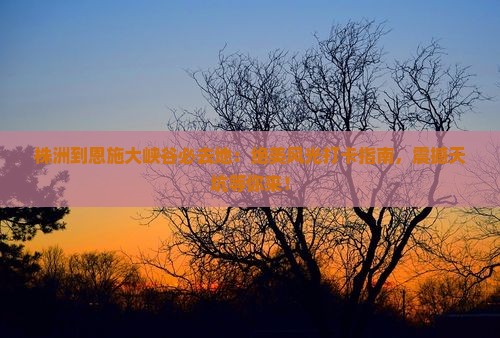 株洲到恩施大峡谷必去地