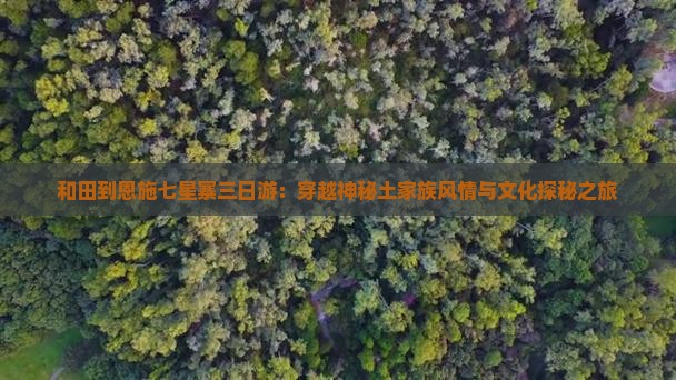 和田到恩施七星寨三日游:穿越神秘土家族风情与文化探秘之旅 和田到恩施七星寨三日游:穿越神秘土家族风情与文化探秘之旅