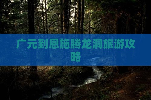 广元到恩施腾龙洞旅游攻略