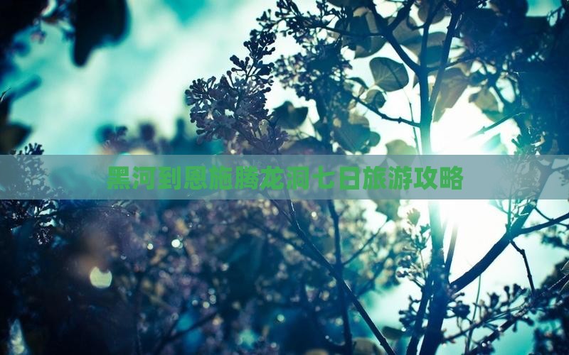 黑河到恩施腾龙洞七日旅游攻略