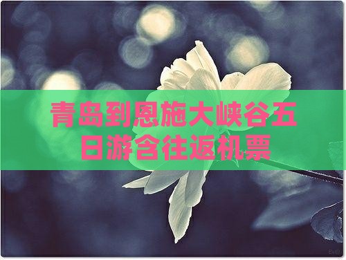 青岛到恩施大峡谷五日游含往返机票