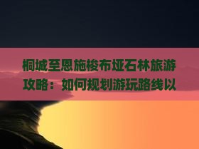 桐城至恩施梭布垭石林旅游攻略：如何规划游玩路线以避开人潮？