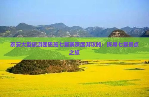 泰安大型旅游团恩施七星寨深度游攻略：探寻七星景点之旅