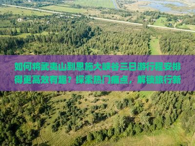 如何将武夷山到恩施大峡谷三日游行程安排得更高效有趣？探索热门痛点，解锁旅行新体验！