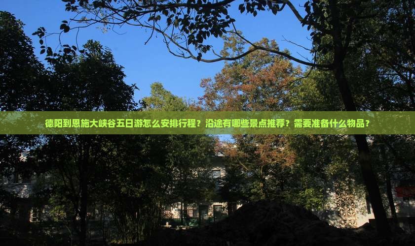 德阳到恩施大峡谷五日游怎么安排行程？沿途有哪些景点推荐？需要准备什么物品？