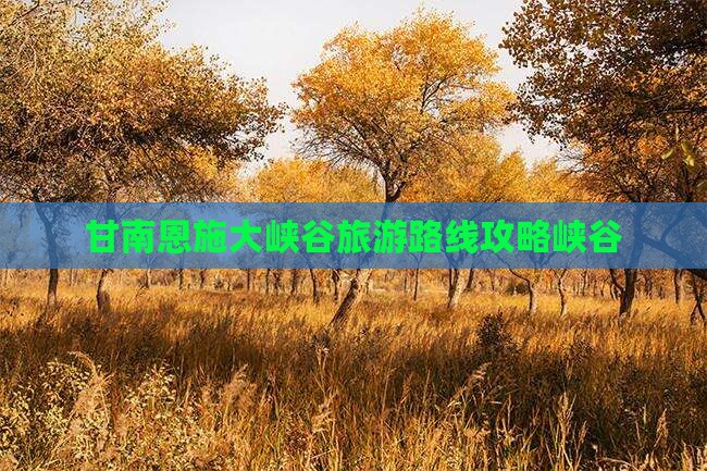 甘南去恩施大峡谷团体旅游