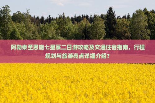 阿勒泰至恩施七星寨二日游攻略及交通住宿指南，行程规划与旅游亮点详细介绍？