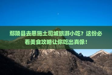 鄢陵县去恩施土司城旅游小吃