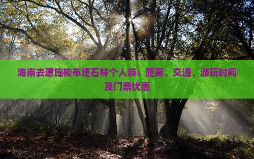 海南去恩施梭布垭石林个人游：距离、交通、游玩时间及门票优惠