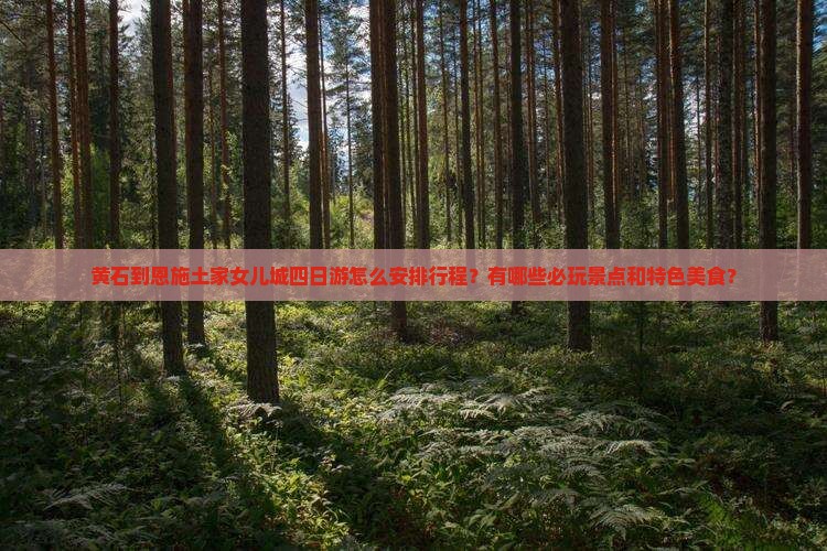 黄石到恩施土家女儿城四日游怎么安排行程？有哪些必玩景点和特色美食？