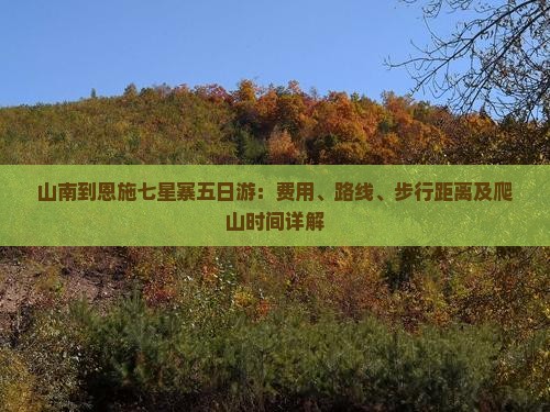 山南到恩施七星寨五日游：费用、路线、步行距离及爬山时间详解