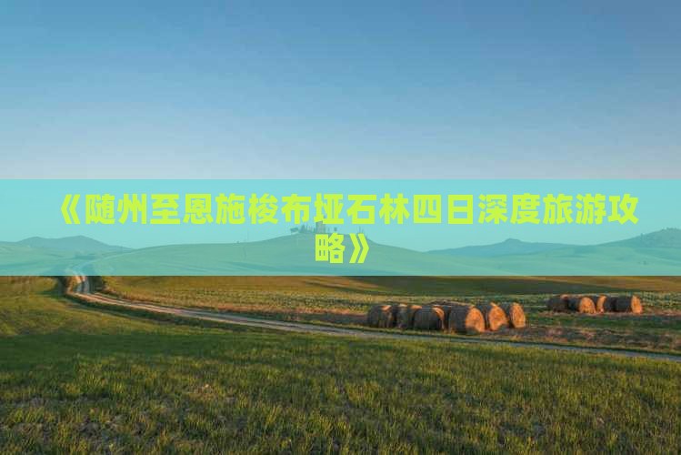 《随州至恩施梭布垭石林四日深度旅游攻略》