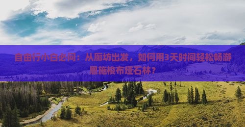 自由行小白必问：从廊坊出发，如何用3天时间轻松畅游恩施梭布垭石林？