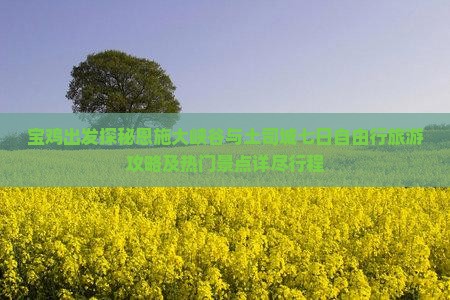 宝鸡出发探秘恩施大峡谷与土司城七日自由行旅游攻略及热门景点详尽行程