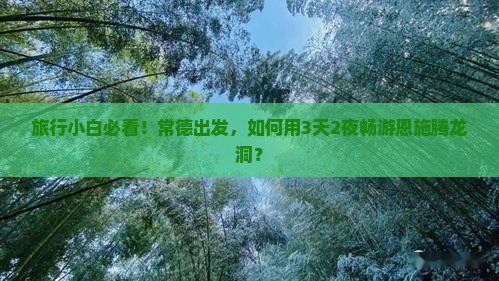 旅行小白必看！常德出发，如何用3天2夜畅游恩施腾龙洞？