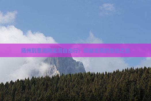 扬州到恩施腾龙洞自由行：探秘龙洞的自由之旅