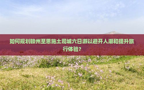如何规划赣州至恩施土司城六日游以避开人潮和提升旅行体验？