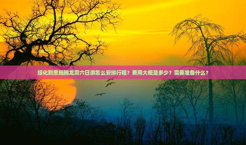 绥化到恩施腾龙洞六日游怎么安排行程？费用大概是多少？需要准备什么？