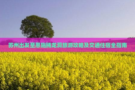 苏州出发至恩施腾龙洞旅游攻略及交通住宿全指南