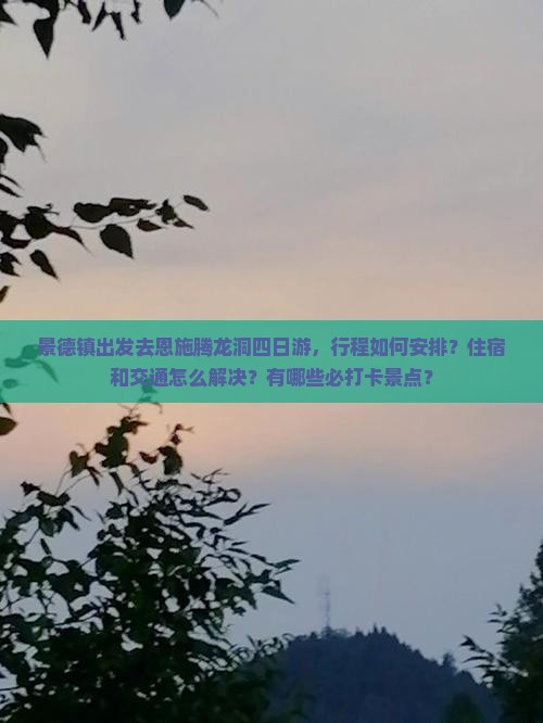 景德镇去恩施腾龙洞四日游