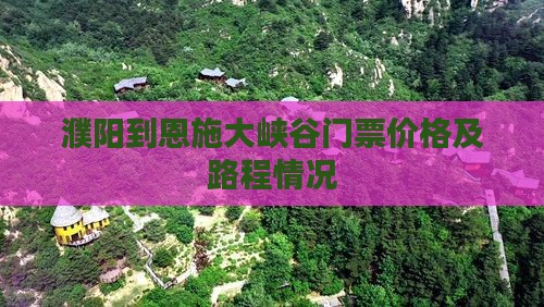 濮阳到恩施大峡谷门票