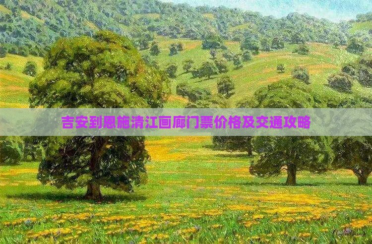 吉安到恩施清江画廊门票