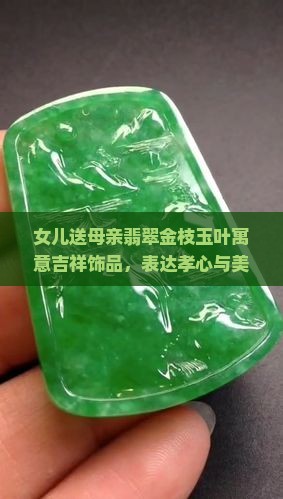 女儿送母亲翡翠金枝玉叶寓意吉祥饰品，表达孝心与美好祝愿