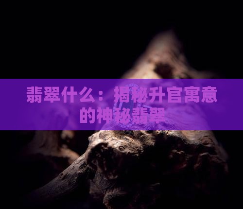 翡翠什么：揭秘升官寓意的神秘翡翠